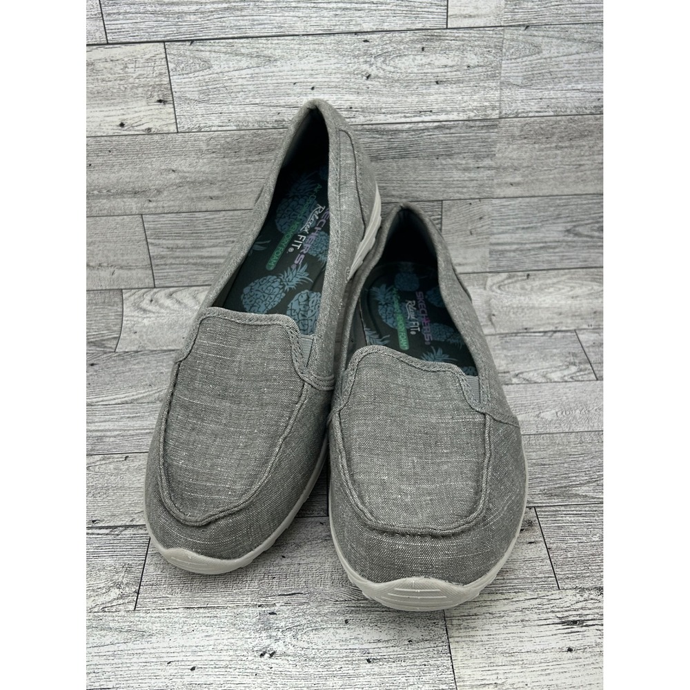 Skechers Relaxed Fit Air Cooled Memory Foam Gray Textile Slip On Loafer Shoes 10